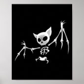 Poster Fun Effrayant Flying Dark Skeleton Bat Halloween C (Devant)