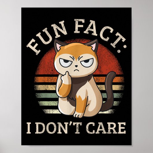 Poster Fun Fact Je m'en fiche - Funny Kitten Fact I Dont  (Devant)