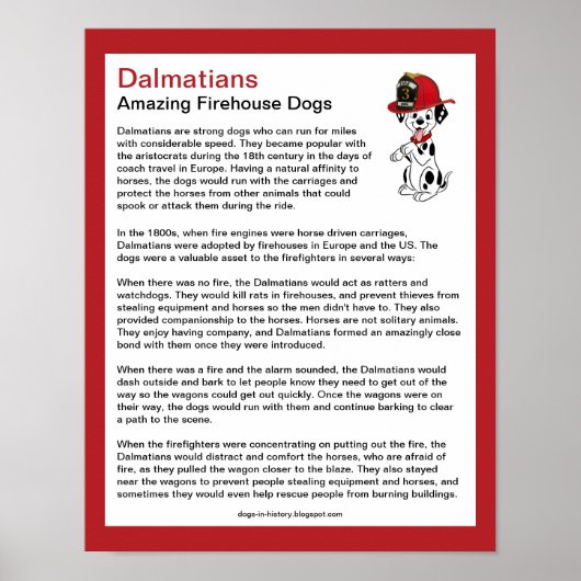 Poster Fun Facts sur Dalmatiens Firehouse Dogs (Devant)