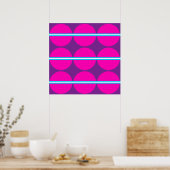 Poster Fun Hot Pink Purple Polka Dots Teal Stripes Design (Cuisine)