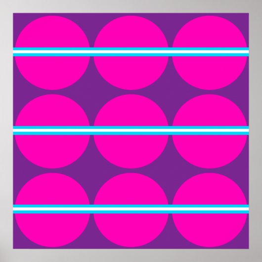 Poster Fun Hot Pink Purple Polka Dots Teal Stripes Design (Devant)