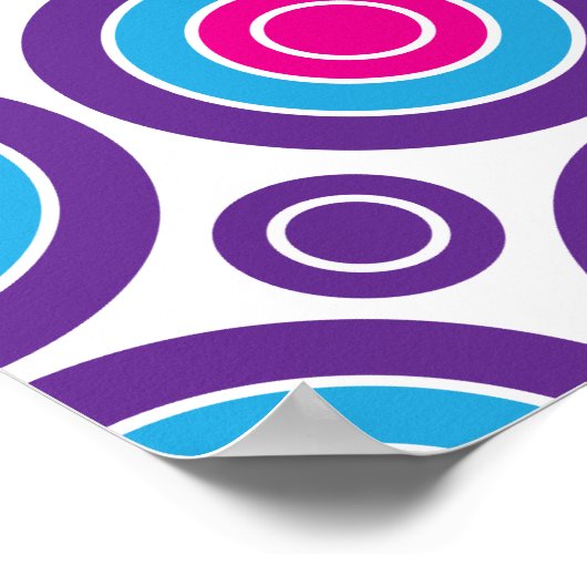 Poster Fun Hot rose violet Turquoise Cercles Concentrés D (Coin)