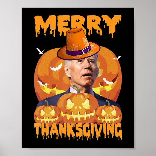 Poster Fun Joe Biden Confond Joyeux Thanksgiving Hall (Devant)