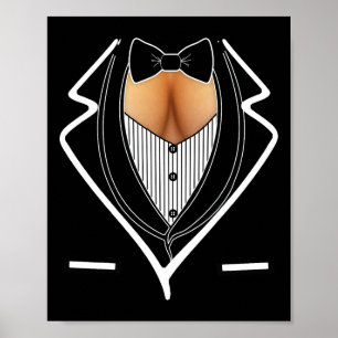 Poster Fun Ladies Cleavage Tuxedo Party Mardi Gras Tailga