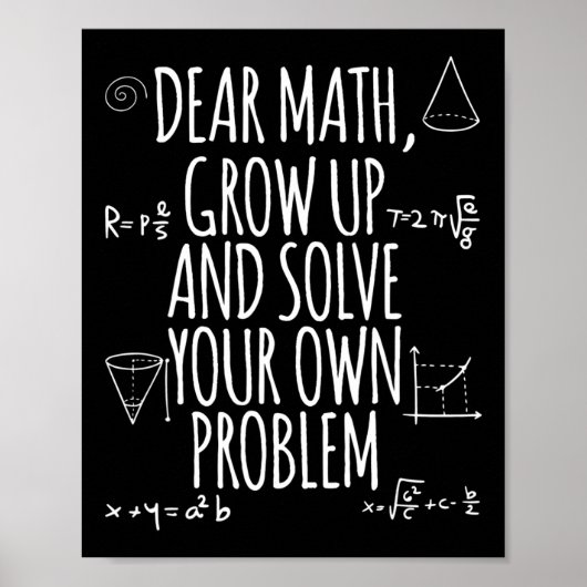 Poster Fun Math Citation Girl Boy Men Women Cher Math Bac (Devant)