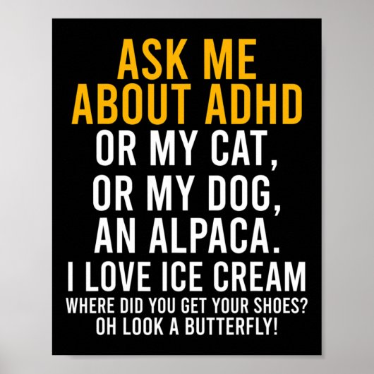 Poster Fun Me Demander À Propos De Adhd Autism Mental Hea (Devant)