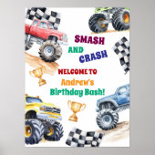 Poster Fun Monster Trucks Birthday Party Welcome (Devant)