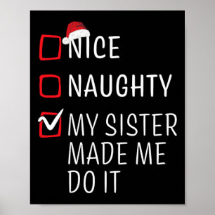 Poster Fun Naughty Nice Noël Famille Pajama Hommes Femmes