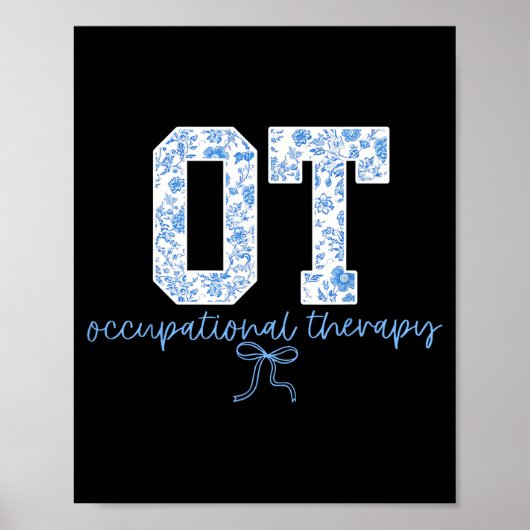 Poster Fun Ot Occupational Therapy Blue Coquette Bow Ot T (Devant)
