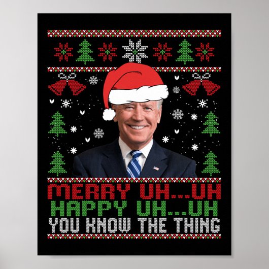Poster Fun Père Noël Joe Biden Merry Euh Noël laid (Devant)