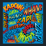 Poster Fun Retro Comic Book pop Art Sounds<br><div class="desc">Un design amusant,  cool et tendance rétro de bande dessinée pop art inspiré de l'art qui met le wham,  zap,  pow dans votre journée. Le cadeau parfait pour les super-héros,  vos amis,  votre famille ou comme un régal pour vous-même. Conçu par ComicBookPop© à l'adresse www.zazzle.com/comicbookpop*</div>