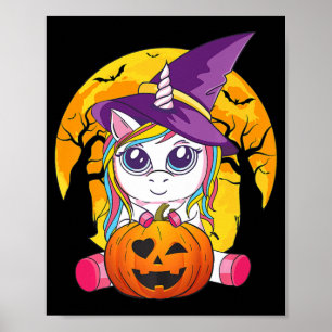 Poster Fun Retro Halloween Cadeaux Cute Witchy Unicorn Gi