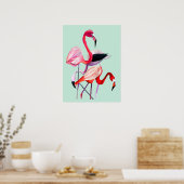 Poster Fun rose flamingo aquarelle illustration (Cuisine)