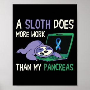 Poster Fun Sloth Pancreas Sensibilisation au diabète Insu
