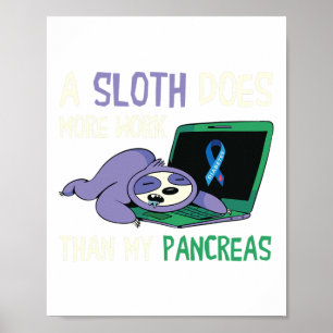 Poster Fun Sloth Pancreas Sensibilisation au diabète Insu