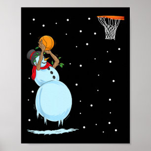 Poster Fun Snowman Basket Noël