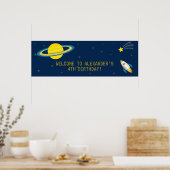 Poster Fun Space Rocket Anniversaire Bannière de fête (Cuisine)