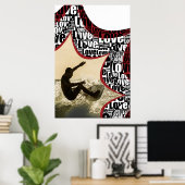 Poster Fun Star-Burst Black & White Love Activité (Bureau à domicile)