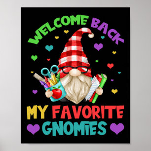 Poster Fun Tee Gnome Prof - Joli Bienvenue au retour à l'