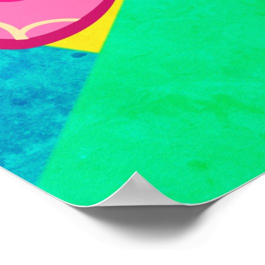 Poster Fun Turquoise, vert et rose papillon abstrait (Coin)