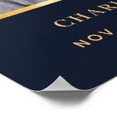 Poster Funérailles bleu photo fleuri souvenir bienvenue (Coin)