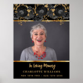 Poster funérailles noir or photo souvenir bienvenue (Devant)