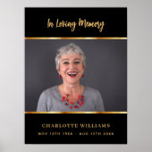 Poster funérailles noir or photo souvenir bienvenue (Devant)