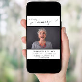 Poster Funérailles photo mémorial blanc noir coeurs bienv