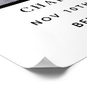 Poster Funérailles photo mémorial blanc noir coeurs bienv (Coin)