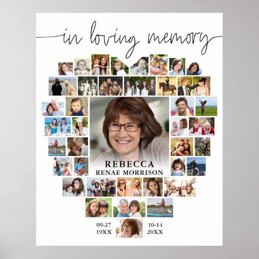 Poster Funeral Heart 40 Photo Collage Script En Mémoire (Devant)