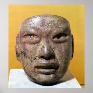Poster Funerary mask, Olmec, from Mexico