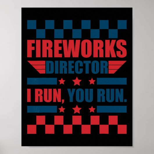 Poster Funky 4 juillet Fireworks Directeur Je Vous Exécut (Devant)