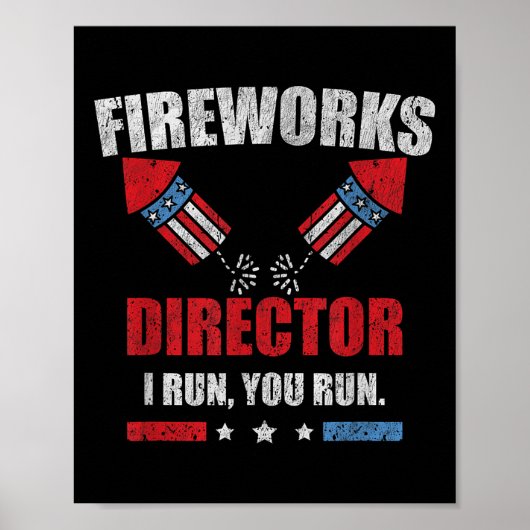 Poster Funky 4 juillet Fireworks Directeur Je Vous Exécut (Devant)