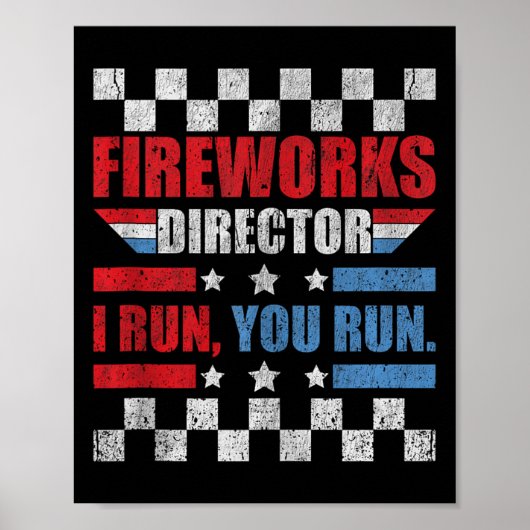 Poster Funky 4 juillet Fireworks Directeur Je Vous Exécut (Devant)