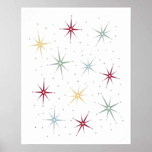 Poster Funky Atomic Starburst Mid Century Pattern (Devant)
