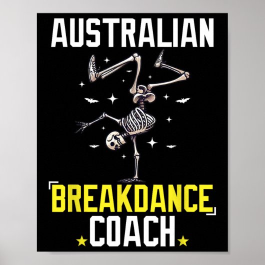 Poster Funky Australian Breakdance Coach Skeleton Hallowe (Devant)
