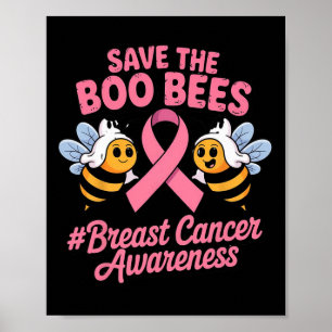 Poster Funky Bees Ghost Boo Cerveau Cancer Sensibilisatio