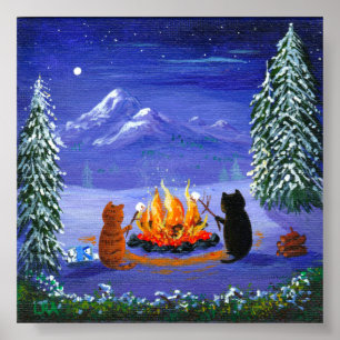 Poster Funky Black Cat Mouse Créationarts