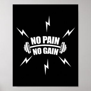 Poster Funky Bodybuilding no Pain No Gain' With Dumbbell