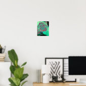 Poster Funky Cheetah Psychedelic Mint Hot rose Art (Bureau à domicile)
