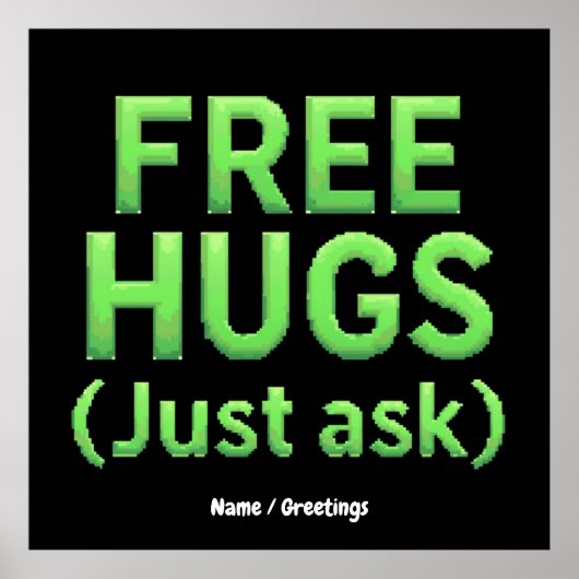 Poster Funky Free Hugs Posez-Vous Simplement À La Famille (Devant)