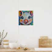 Poster Funky Happy Piglet Farm Animal Portrait Art (Cuisine)