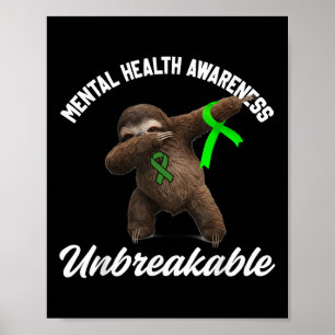 Poster Funky Mental Health Awareness Indestructible Sloth