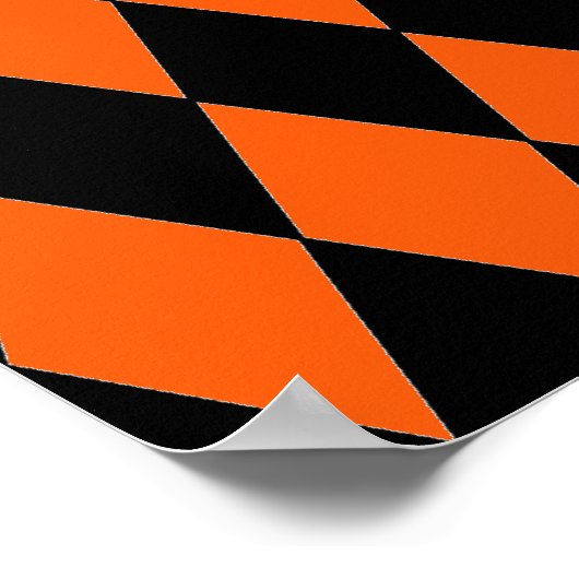 Poster Funky Orange et Black Diamond Harlequin Motif (Coin)