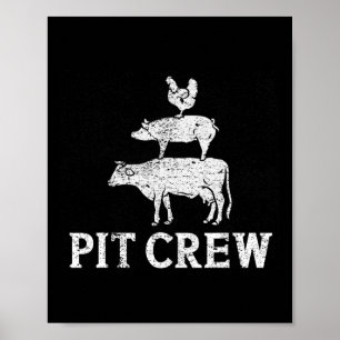 Poster Funky Pit Crew Grilling Fumer Porc De Poulet B