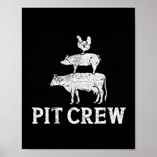 Poster Funky Pit Crew Grilling Fumer Porc De Poulet B (Devant)