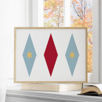 Funky Rouge Bleu Jaune Etoiles Jacquard Mid Mod