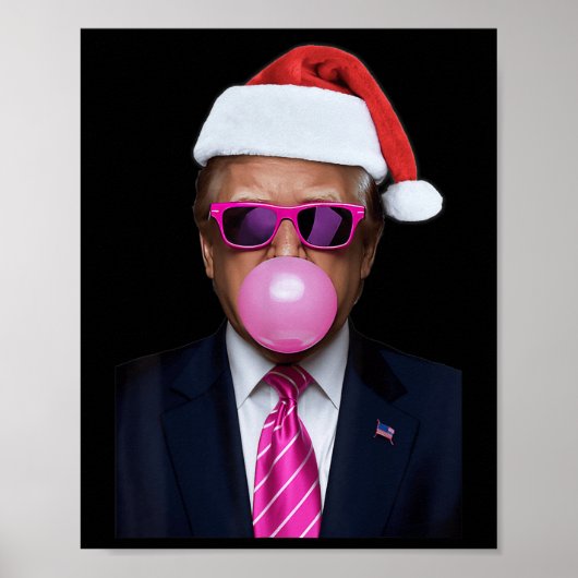 Poster Funky Trump rose bulle gomme Noël Noël Noël (Devant)