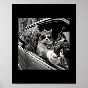 Poster Funky Vintage Gangster Cat Meme Chat Papa Femmes C