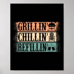 Poster Funky Vintage Grill Papa - Grillades Recharge de r